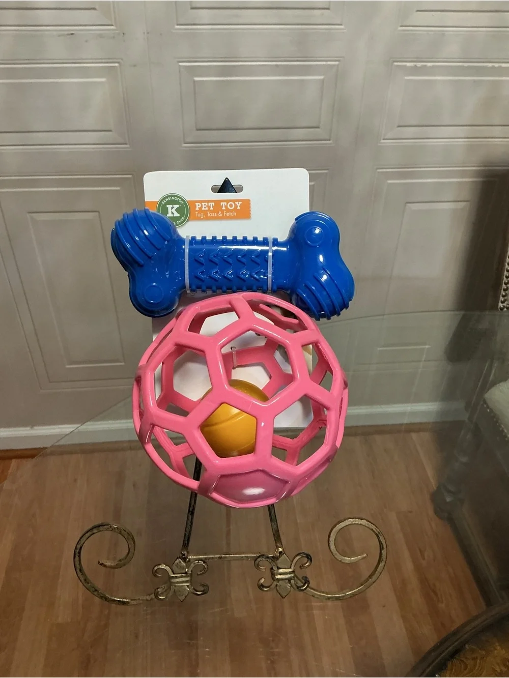 Kensington Multicolor Set Of  Cage Ball & Bone  With Loud Squeaker Set